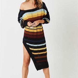 -Free People rainbow sparkle sweater dress small like new